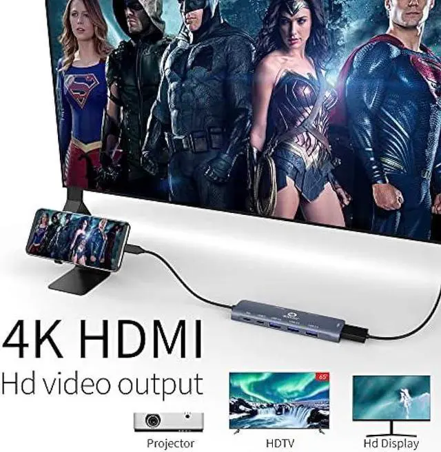 Alt view image 4 of 7 - WWLSV USB C Hub Docking Station USB C to  8 in 1 Adapter (4K  USB3.0 SD/TF Card Reader 100W PD) Compatible with MacBook Pro/MacBook Air, XPS, Chromebook and More Type C Device