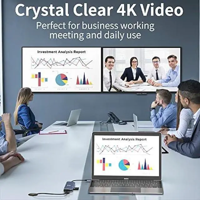 Alt view image 6 of 7 - WWLSV USB C Hub Docking Station USB C to  8 in 1 Adapter (4K  USB3.0 SD/TF Card Reader 100W PD) Compatible with MacBook Pro/MacBook Air, XPS, Chromebook and More Type C Device