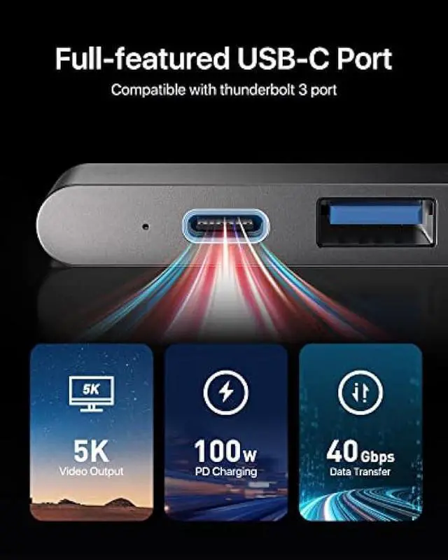 Alt view image 5 of 6 - Andobil 7-in-2 USB C Hub Adapter Dongle for MacBook Pro 20202016/ MacBook Air 2020-2018, USB C100W PD, Dock with 2 USB 3.1 & USBC Data Ports, 4K , SD/Micro SD Card Readers