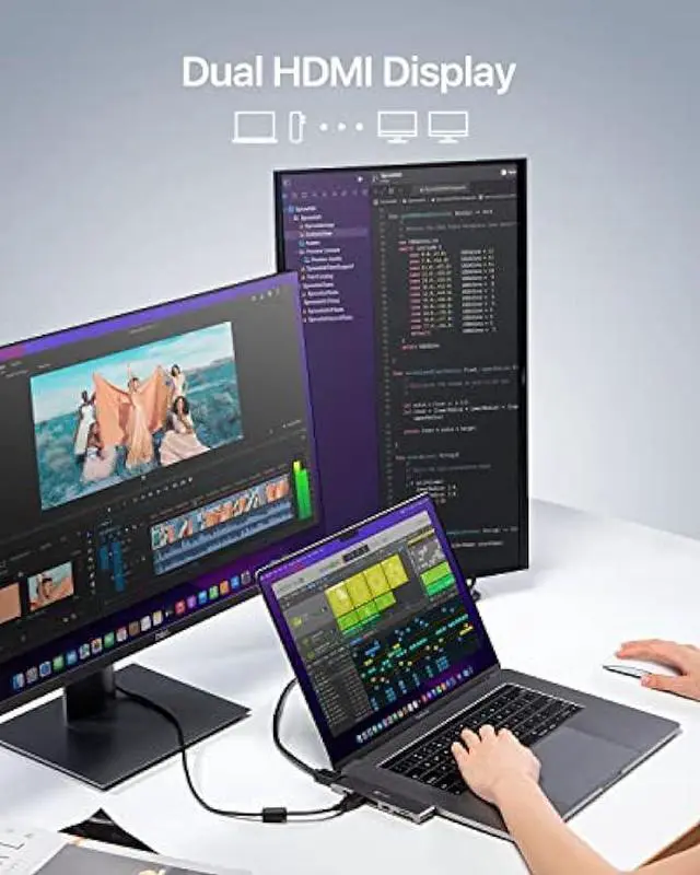 Alt view image 6 of 6 - Andobil 7-in-2 USB C Hub Adapter Dongle for MacBook Pro 20202016/ MacBook Air 2020-2018, USB C100W PD, Dock with 2 USB 3.1 & USBC Data Ports, 4K , SD/Micro SD Card Readers