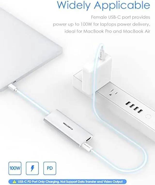 Alt view image 4 of 6 - LENTION USB-C Multi-Port Hub with 4K  Output, 4 USB 3.0, Type C Charging Adapter Compatible with New MacBook Pro 13/15 (Thunderbolt 3 Port), MacBook 12, Chromebook, Dell XPS, HP, More (Silver)