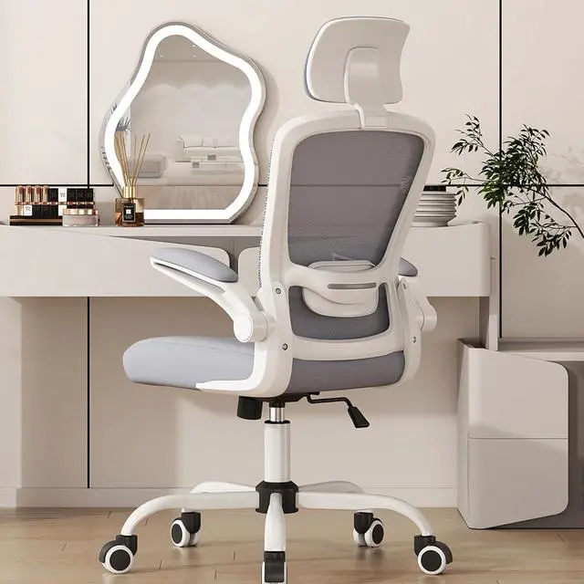 Main image of Office Chair, High Back Ergonomic Desk Chair with Adjustable Lumbar Support and Headrest, Swivel Task Chair with flip-up Armrests for Guitar Playing, 5 Years Warranty