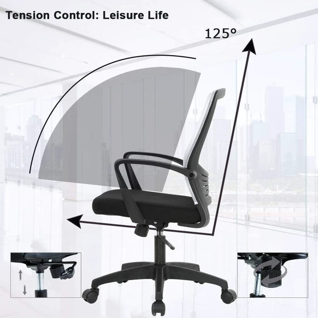 Alt view image 3 of 7 - Ergonomic Office Chair Cheap Desk Chair Mesh Computer Chair Rolling Swivel Modern Executive Chair Adjustable Stool Back Support for Women&Men, White