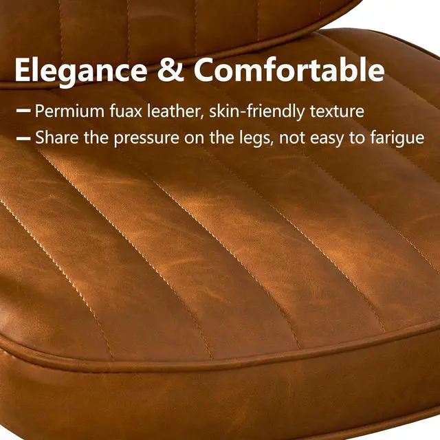 Alt view image 6 of 6 - Artswish Mid Century Office Chair Leather Desk Chair Brown Office Desk Chair Home Office Chair with Wheels and Arms