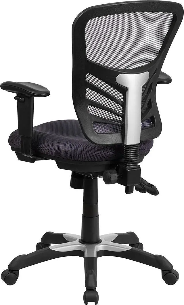 Alt view image 5 of 7 - Flash Furniture Nicholas Mid-Back Swivel Office and Gaming Chair, Ergonomic Mesh Office Chair with Adjustable Lumbar Support and Height, Dark Gray