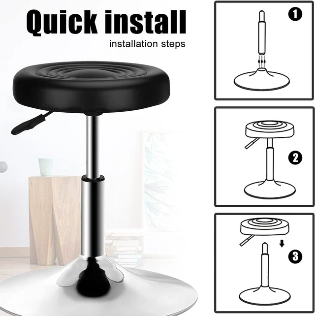Alt view image 3 of 7 - QiCheng&LYS Round Modern bar Stool Height Adjustable 360 Swivel Stool,for Home Office Kitchen Barbershop bar spa (Black)