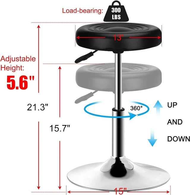 Alt view image 7 of 7 - QiCheng&LYS Round Modern bar Stool Height Adjustable 360 Swivel Stool,for Home Office Kitchen Barbershop bar spa (Black)