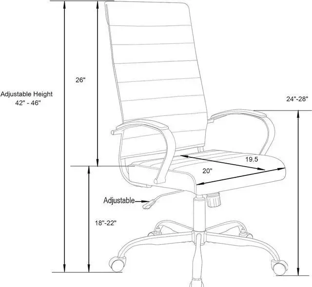 Alt view image 3 of 7 - LeisureMod Benmar High-Back Blue Leather Office Desk Chair Ergonomic Executive Chair with Adjustable Swivel, Gold Frame with Cushion Support & Silent Wheels for Home Office Workstations