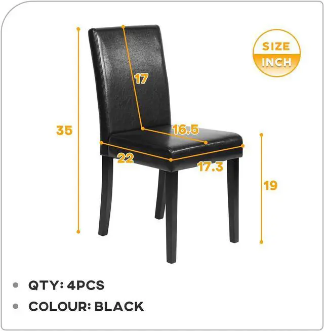 Alt view image 3 of 7 - Dining Chairs Dining Room Chairs Parsons Set of 4 Dining Side Chairs for Home Kitchen Living Room (Black)