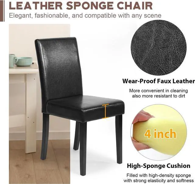 Alt view image 4 of 7 - Dining Chairs Dining Room Chairs Parsons Set of 4 Dining Side Chairs for Home Kitchen Living Room (Black)