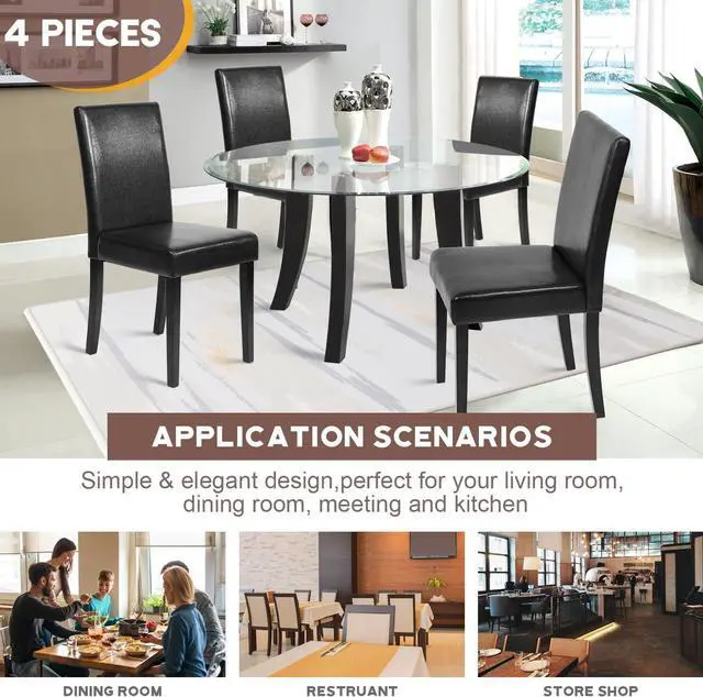 Alt view image 7 of 7 - Dining Chairs Dining Room Chairs Parsons Set of 4 Dining Side Chairs for Home Kitchen Living Room (Black)