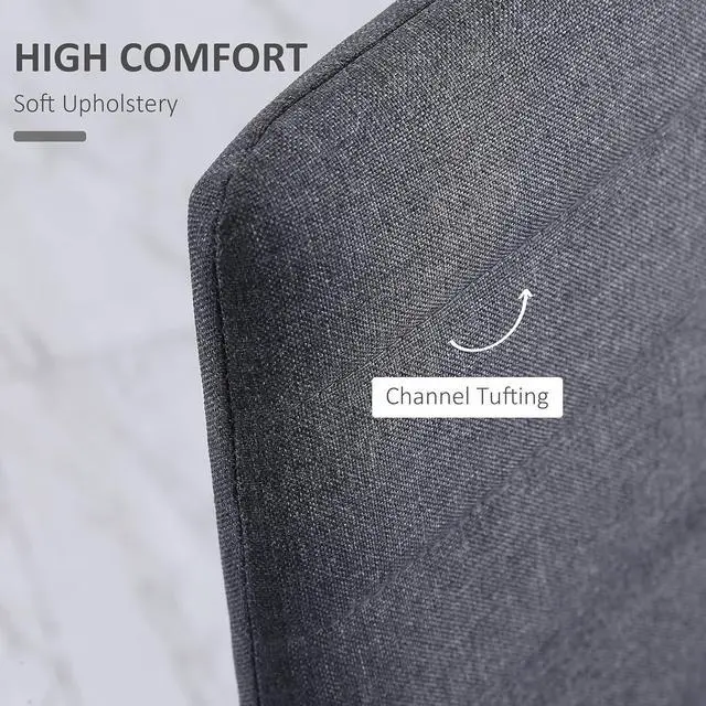 Alt view image 6 of 7 - HOMCOM Modern Dining Chairs, Set of 4, High Back Linen Upholstered Accent Chairs with Metal Legs for Living Room, Kitchen, Study, Gray