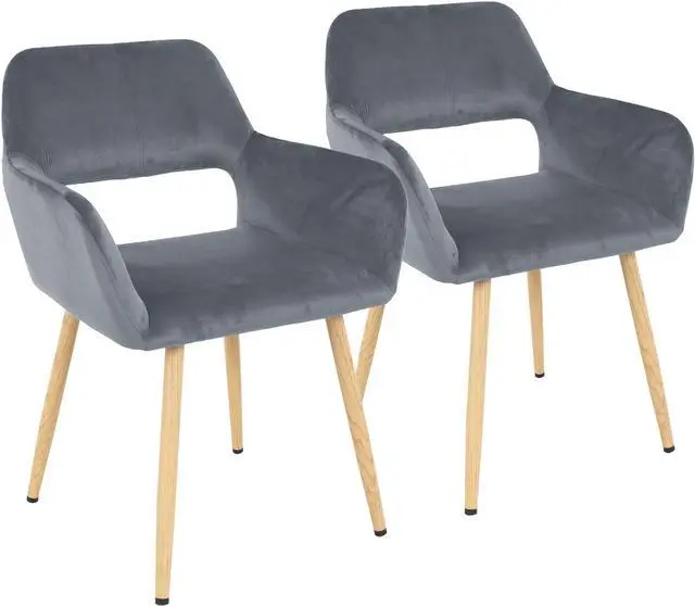 Main image of Accent Chairs Dining Arm Chairs Dining Room Chair Kitchen Chair of 2 Dining Metal Side Chairs Arm Side Chairs Set of 2 Metal Legs for Home Kitchen Bedroom Living Room, Grey