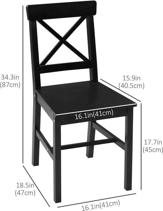 Alt view image 3 of 7 - HOMCOM Dining Chairs Set of 2, Farmhouse Wood Kitchen Chairs with Cross Back, Solid Structure for Living Room and Dining Room, Black