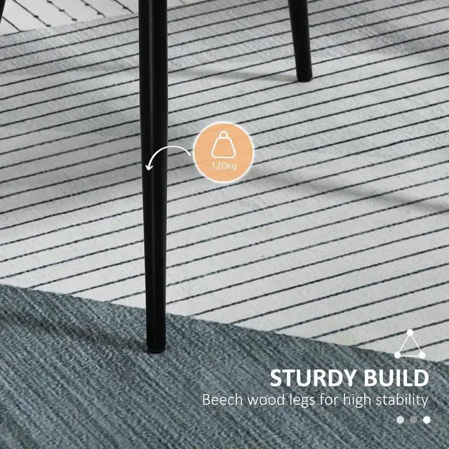 Alt view image 6 of 7 - HOMCOM Dining Chairs Set of 2, Upholstered Kitchen Chairs, Linen Fabric Accent Chairs with Metal Legs, Dark Grey