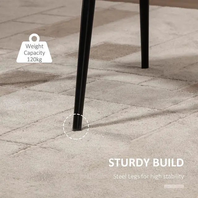 Alt view image 6 of 7 - HOMCOM Modern Dining Chair Set of 2, Accent Chairs Soft Velvet-Touch Kitchen Chairs with Metal Legs for Living Room, Grey