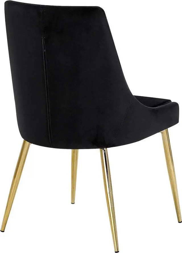 Alt view image 4 of 7 - Meridian Furniture 783Black-C Karina Collection Black Modern | Contemporary Velvet Upholstered Dining Chair with Polished Gold Metal Legs, Set of 2, 19.5" W x 21.5" D x 33.5" H,