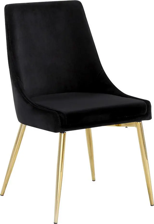 Alt view image 5 of 7 - Meridian Furniture 783Black-C Karina Collection Black Modern | Contemporary Velvet Upholstered Dining Chair with Polished Gold Metal Legs, Set of 2, 19.5" W x 21.5" D x 33.5" H,