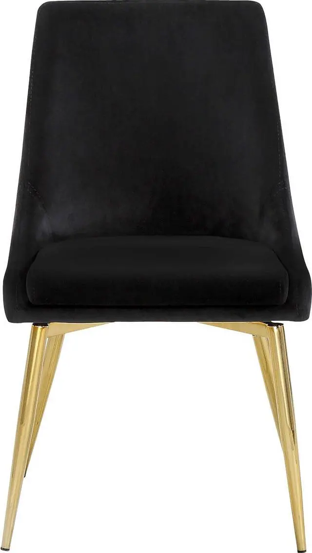 Alt view image 6 of 7 - Meridian Furniture 783Black-C Karina Collection Black Modern | Contemporary Velvet Upholstered Dining Chair with Polished Gold Metal Legs, Set of 2, 19.5" W x 21.5" D x 33.5" H,
