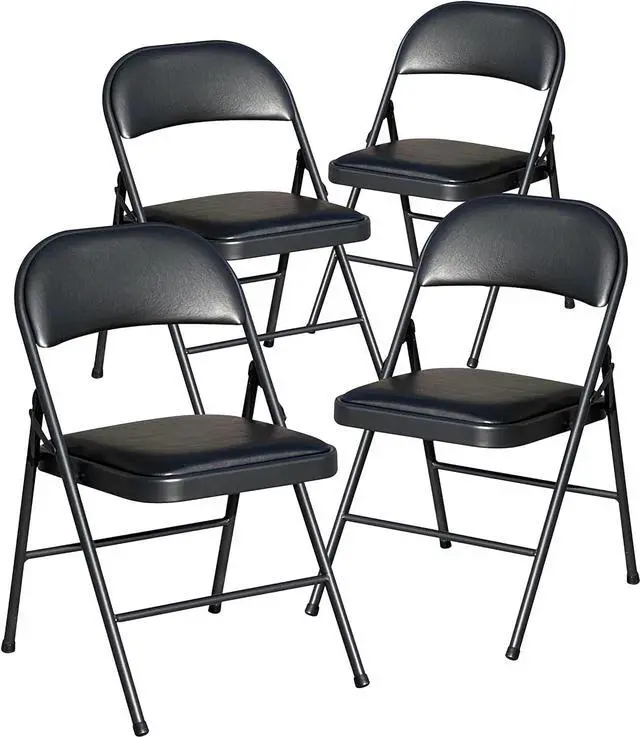 KAIHAOWIN Folding Chairs Set of Vinyl Folding Metal Chairs Easy