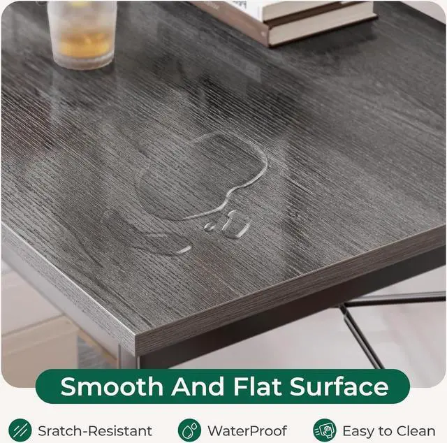 Alt view image 7 of 7 - Huuger L Shaped Desk, 39 Inches Computer Desk with Reversible Storage Shelves, Gaming Desk, Corner Desk Home Office Desks, Writing Desk Study Desk with Metal Frame, Gray