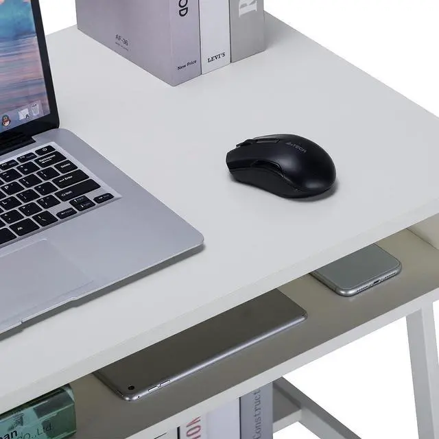 Alt view image 7 of 7 - Computer Desk Small Desk with Storage Space Wood Desk Corner Desk W31.5*D19*H29.5 Writing Table Study Desk Work Station Gaming Desk Study Table Small Desk Home Office Bedroom White