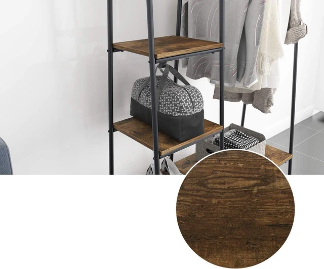 Alt view image 5 of 7 - DlandHome Free-Standing Garment Racks, Home Metal Clothing Rack with 5 Storage Shelves and Hanging Rod Closet Storage Organizer Clothing Rack, DCA-UT-011
