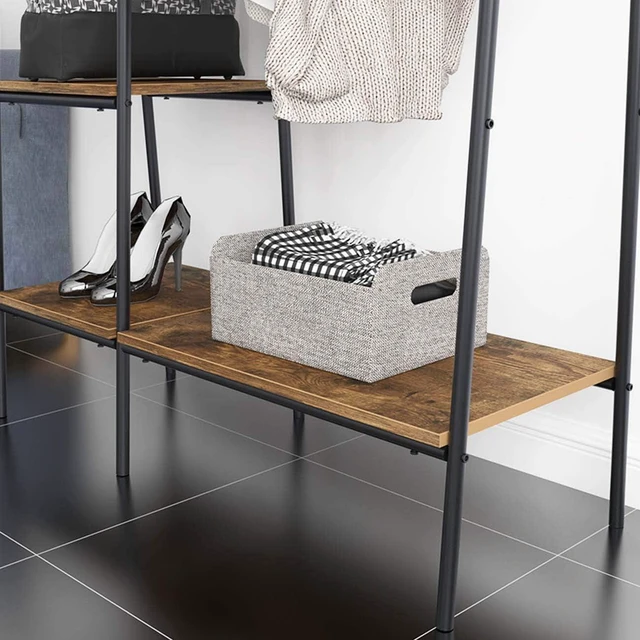 Alt view image 7 of 7 - DlandHome Free-Standing Garment Racks, Home Metal Clothing Rack with 5 Storage Shelves and Hanging Rod Closet Storage Organizer Clothing Rack, DCA-UT-011