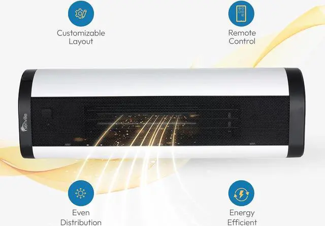 Alt view image 3 of 7 - Senville 1500W Space Heater for Indoor Use, Electric, Ceramic, Remote, Digital Thermostat, Overheat Protection, Vertical & Horizontal Operation