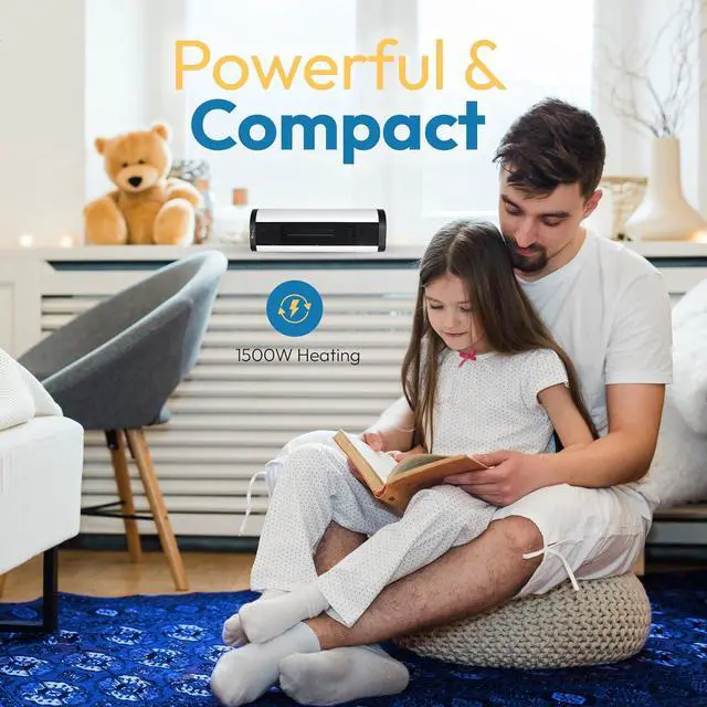 Alt view image 5 of 7 - Senville 1500W Space Heater for Indoor Use, Electric, Ceramic, Remote, Digital Thermostat, Overheat Protection, Vertical & Horizontal Operation