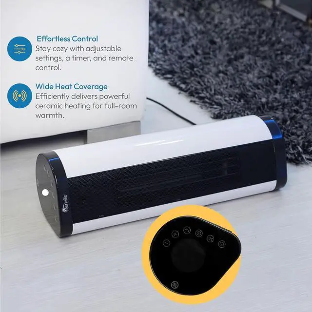 Alt view image 6 of 7 - Senville 1500W Space Heater for Indoor Use, Electric, Ceramic, Remote, Digital Thermostat, Overheat Protection, Vertical & Horizontal Operation