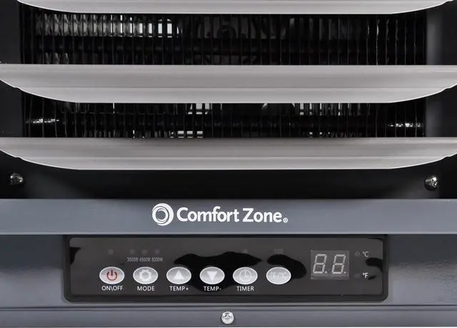 Alt view image 3 of 7 - Comfort Zone CZ225ER 6,000-Watt, 240v Hard-Wired Digital Fan-Forced Ceiling Mount Heater with Full-Function Remote, Overheat Protection, Digital Thermostat, and 12-Hour Timer, Grey