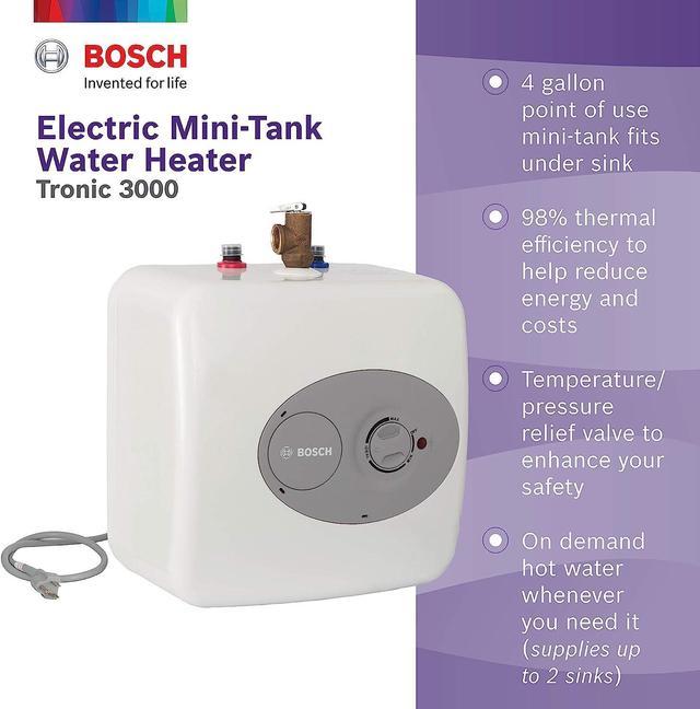 Bosch Electric Mini Tank Water Heater Tronic 3000 T 4 Gallon ES4