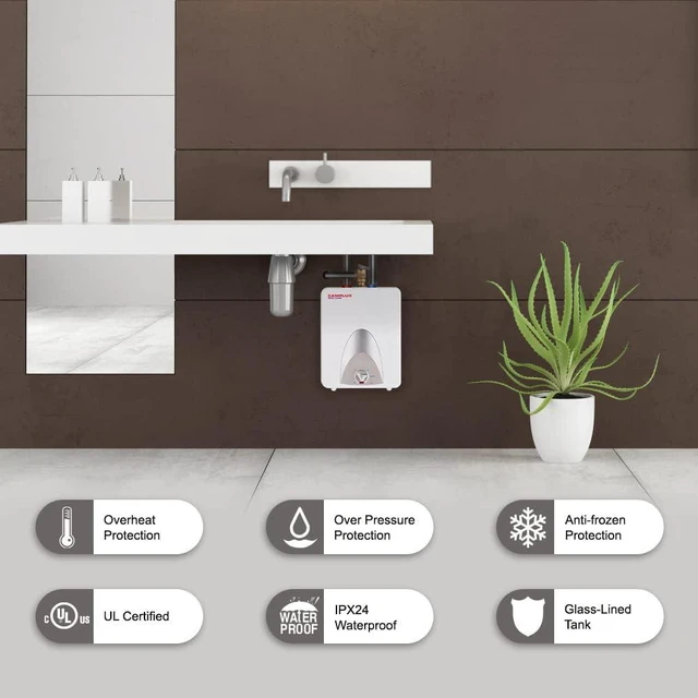 Alt view image 5 of 7 - Camplux ME25 Mini Tank Electric Water Heater 2.5-Gallon with Cord Plug,1.5kW at 120 Volts