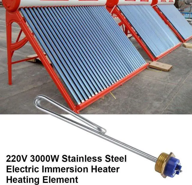 Alt view image 2 of 7 - Immersion Water Heater, Electric Water Heater, 220V 3000W Heater Element Hot Water Stainless Steel Electric Immersion Heater Tube Water Heating Tube Thread Copper Head Element Hose