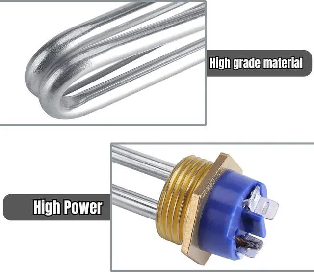 Alt view image 6 of 7 - Immersion Water Heater, Electric Water Heater, 220V 3000W Heater Element Hot Water Stainless Steel Electric Immersion Heater Tube Water Heating Tube Thread Copper Head Element Hose