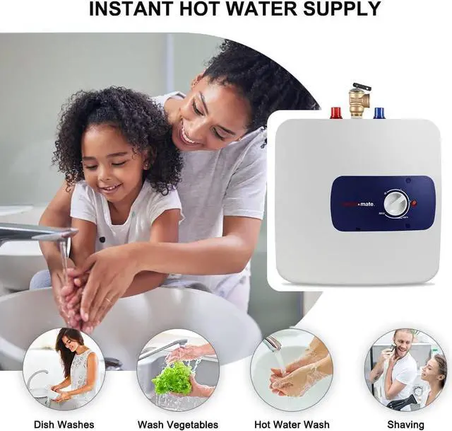 Alt view image 5 of 7 - Thermomate Mini Tank Electric Water Heater ES400 4 Gallons Point of Use Water Heater for Instant Hot Water Under Kitchen Sink 120V 1440W