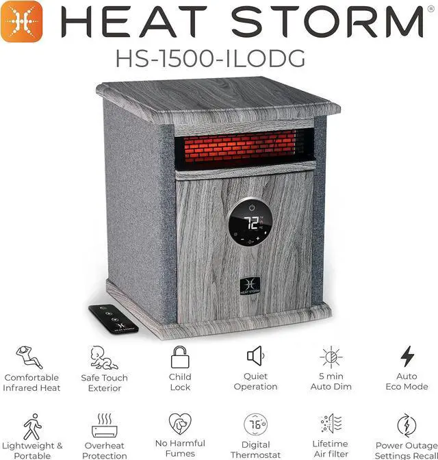 Alt view image 6 of 7 - Heat Storm HS-1500-ILODG Cabinet Heater, 15" H x 13.5" W x 11" D, Gray