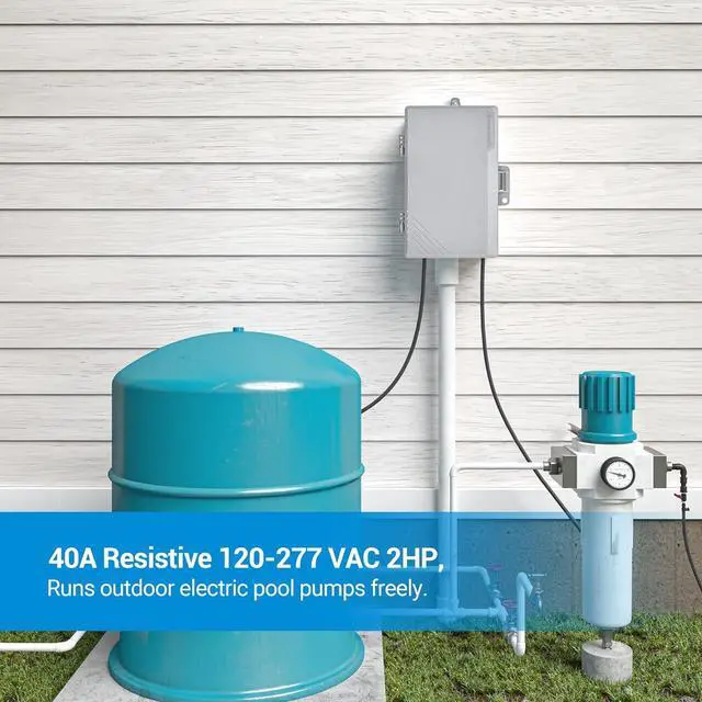 Alt view image 5 of 7 - DEWENWILS Pool Pump Timer, Mechanical Timer Box Outdoor, Heavy Duty 2HP 40A 120-277 VAC, 24-Hour Programmable ON/Off Timer Switch for Water Heater, Pool Pump, ETL Listed