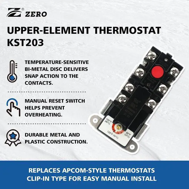 Alt view image 2 of 6 - Zero TOD Style Single Element Thermostat 120/480VAC Water Heater Thermostat UL Approved