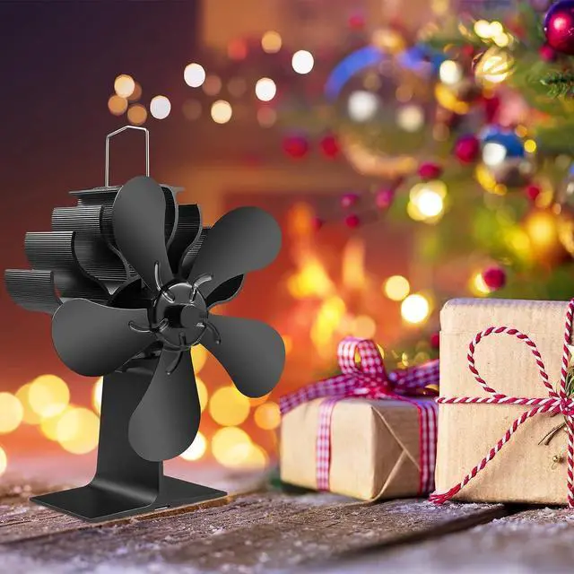 Alt view image 3 of 7 - 5 Blades Heat Powered Stove Fan - PYBBO Non-Electric Silent Motors Wood Burning Stove Fireplace Fan Circulates Warm/Heated Air Eco Fan for Gas/Pellet/Wood/Log Burning Stoves (Thermometer Not Included)