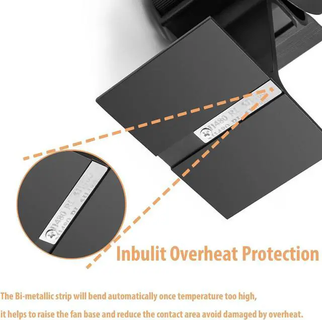 Alt view image 5 of 7 - 5 Blades Heat Powered Stove Fan - PYBBO Non-Electric Silent Motors Wood Burning Stove Fireplace Fan Circulates Warm/Heated Air Eco Fan for Gas/Pellet/Wood/Log Burning Stoves (Thermometer Not Included)