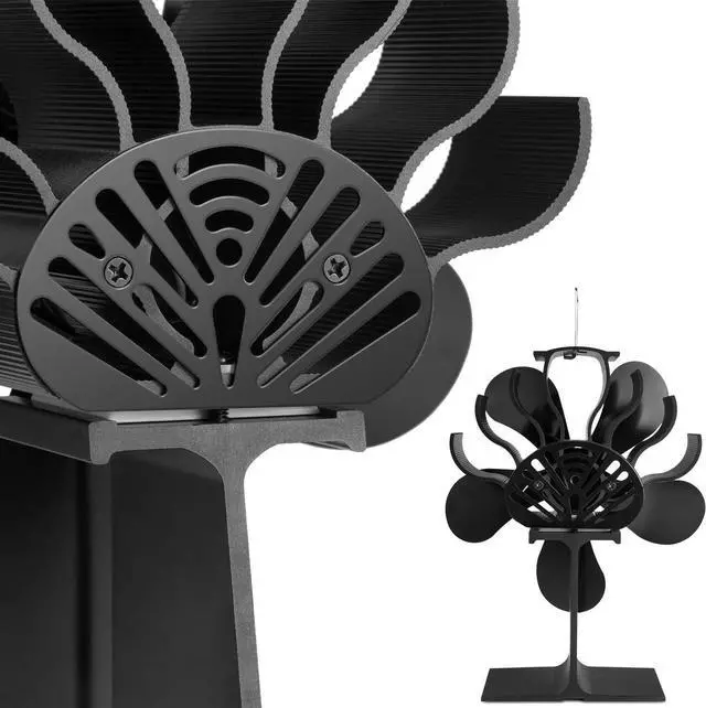 Alt view image 6 of 7 - 5 Blades Heat Powered Stove Fan - PYBBO Non-Electric Silent Motors Wood Burning Stove Fireplace Fan Circulates Warm/Heated Air Eco Fan for Gas/Pellet/Wood/Log Burning Stoves (Thermometer Not Included)