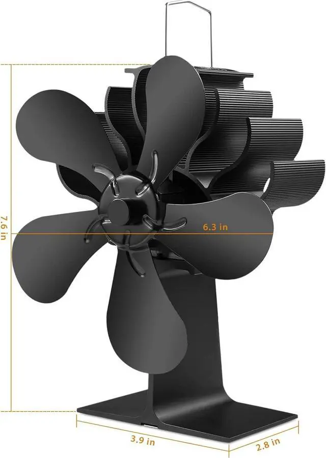 Alt view image 7 of 7 - 5 Blades Heat Powered Stove Fan - PYBBO Non-Electric Silent Motors Wood Burning Stove Fireplace Fan Circulates Warm/Heated Air Eco Fan for Gas/Pellet/Wood/Log Burning Stoves (Thermometer Not Included)