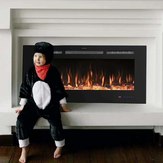 Alt view image 7 of 7 - Dreamflame 50 inch Electric Fireplace Insert for Living Room,Led Recessed Fireplace with Touch&Remote Control Setting Timer,Multiple Flame&Light Color, Temperature,Heater 750/1500W,Black