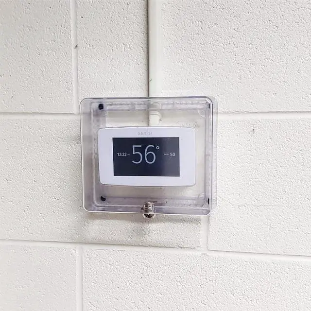 Alt view image 2 of 7 - TayMac ZTC100 Clear Plastic Low Profile Locking Thermostat Guard, Heater Guard or Thermostat Cover for Wall with Lock, Thermostat Lock Box with Key for Conservation and Home Improvement