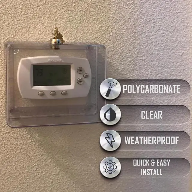 Alt view image 5 of 7 - TayMac ZTC100 Clear Plastic Low Profile Locking Thermostat Guard, Heater Guard or Thermostat Cover for Wall with Lock, Thermostat Lock Box with Key for Conservation and Home Improvement