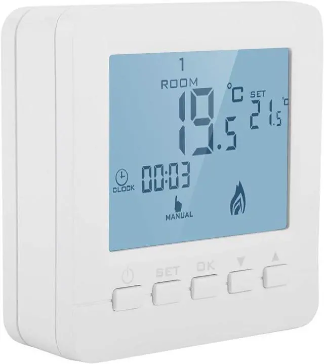 Main image of Thermostat Fireplace (White) - Digital Programmable Thermostat LCD Display Smart Temperature Controller 5A Children Lock misoperation prevented