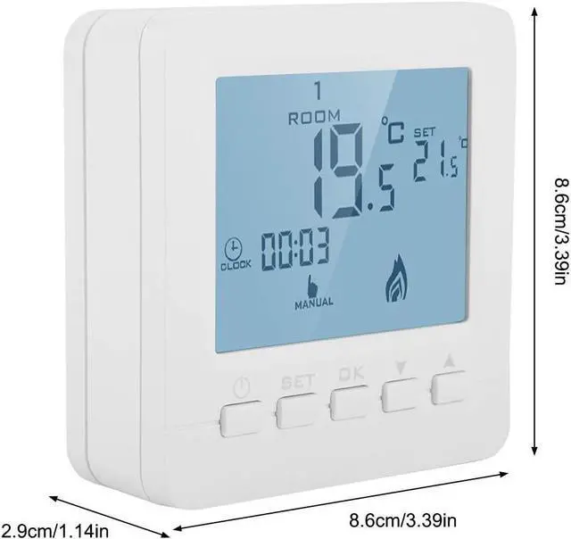 Alt view image 5 of 7 - Thermostat Fireplace (White) - Digital Programmable Thermostat LCD Display Smart Temperature Controller 5A Children Lock misoperation prevented