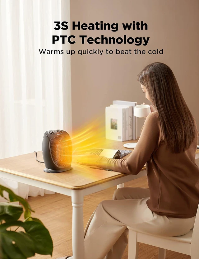 Alt view image 2 of 7 - PELONIS PHTA1ABB Portable, 1500W/900W, Quiet Cooling & Heating Mode Space Heater for All Season, Tip Over & Overheat Protection,for Home, Office Personal Use, Black, 7 x 5.82 x 8.54 inches